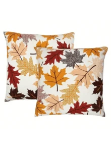 1Pc Autumn Leaves Thanksgiving Throw Pillow Covers Set Embrace Fall's Colors! This Set Features Vibrant Maple Leaves. Perfect For Thanksgiving Decor, Adding Warm, Seasonal Hues To Sofas, Reading Corners, Or Family Spaces. A Colorful Reminder Of Harvest And Gratitude. - Multicolor - View 8