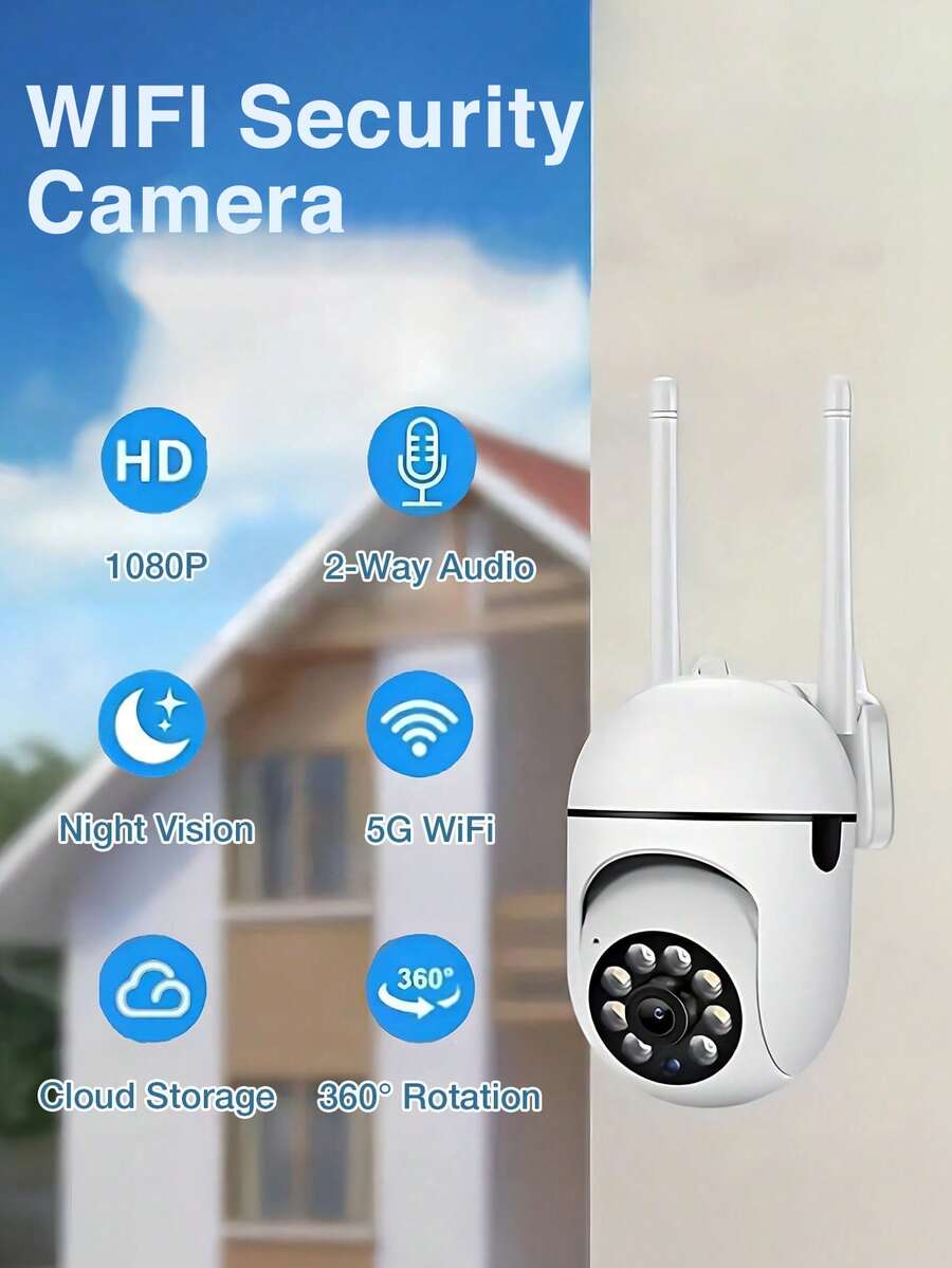 1/2/4pcs 1080p HD Smart Home Camera - All-Weather Color Night Vision, Pan/Tilt/Zoom, Bidirectional Audio, Pet Monitor With Movement Alerts - Wireless Indoor/Outdoor Security Cam.Christmas/Gifts/New Year's Day - White - View 1