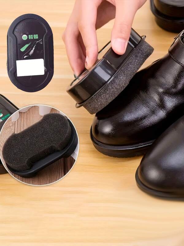 1 szt. Kreatywna przenośna gąbka do polerowania butów, bezbarwny środek do czyszczenia butów, szczotka do czyszczenia skórzanych butów z pastą do butów