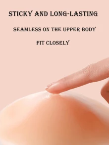 3 / 1 par de sujetadores invisibles sin tirantes de viscosa con efecto push-up de silicona - Sujetadores reutilizables de viscosa con elevación del busto y sin espalda con pegamento saludable para ropa interior de mujer