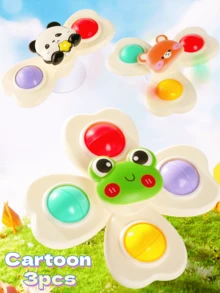 3 Saugnapf Drehspielzeuge - Säuglingssensorik und Frühpädagogik Spielzeug, Baby Badespielzeug, Drehspielzeuge, Baby Badespielzeug, Sensorikspielzeug, Essstuhl Spielzeug, Geschenke zum Geburtstag für Baby Jungen, geeignet für den täglichen Gebrauch von Babys, Badespielzeug, Schwimmbadspielzeug, Babyartikel