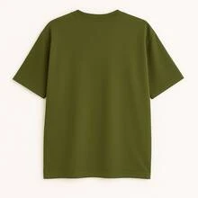 Camisetas Plus Size KIT 2 PROMOÇÃO G6 G5 G4 G3 G2 G1 100% Algodão Masculino Oversized Básica Lisa - Preto e Verde Militar - Visão 5
