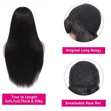 Straight Wigs With Bangs Human Hair For Women None Lace Front Wigs Brazilian Virgin Hair Glueless Machine Made Straight Wig Natural Black Color 180% Density - Natural Black - 查看 5
