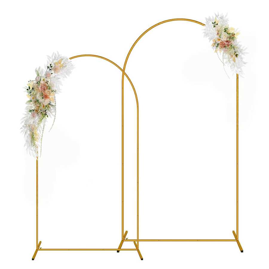 2 Pack Metal Arch Backdrop Stand(7.2FT/6FT), Decorative Balloon Arch Stand, Easy Assembly Gold Wedding Arch, Stable Backdrop Arch Stand For Wedding Ceremony, Birthday Party, Baby Shower - Vàng - Xem 1