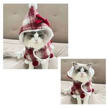 1 件宠物狗猫毛绒保暖斗篷，可爱圣诞新年装饰服装，适合狗和猫 - 紅白色 - 查看 6