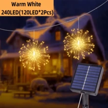 YEYAYU 1 套，2/4 件太阳能户外仙女灯，240/480 LED 烟花仙女灯串，适用于庭院、雨伞、屋檐、花园、树木、帐篷、户外照明、圣诞装饰