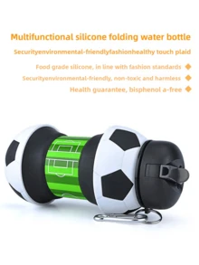 1 pièce Gourde pliable grande capacité de 550 ml, gourde en silicone portable, forme de ballon de football, convient aux femmes, grande capacité, apparence attrayante, shaker, marquages horaires, bouteille en verre pour jus, bouteille d'eau, convient pour les voyages, l'extérieur, le camping, bouteille d'eau transparente portable, tasse paille d'été, gourde de sport et fitness extérieur, gourde d'eau portable pour étudiant, gourde de rentrée scolaire