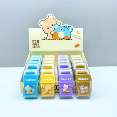 Borracha de rolo fofa de desenho animado, adequada para limpar marcas de lápis completamente, artigos de papelaria e materiais de arte para estudantes, cor aleatória