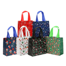 25 个圣诞礼品袋，另类圣诞元素带手柄无纺布礼品袋 - 节日骷髅设计，涤纶，适合生日、周年纪念日和节日礼物交换，圣诞礼品袋 - 彩色 - 查看 1