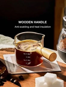 附有刻度的玻璃咖啡杯, 意大利風格的帶木柄咖啡萃取杯, 牛奶杯, 咖啡師工具 - 無色 - 查看 8