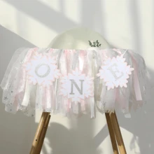 Christmas Handmade Pink White Blue Snowflakes High Chair Banner For Boys Girls Winter Wonderland Birthday Party Decoration