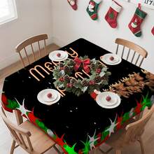 1/20 piezas Mantel de Navidad, fondo negro, diseño impreso con estampado de Papá Noel y ciervos, decoración de mesa y el regalo perfecto para amigos, adecuado para uso en el hogar, cocina, terraza de restaurante, interior y exterior durante la temporada navideña