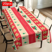 1/20 piezas Mantel de Navidad, Hombre de Jengibre, Árbol de Navidad, Mantel con Patrón de Bayas, Decoración de Ambiente Navideño, Decoración Vibrante de Mesa, Adecuado para Cocina, Mesa de Comedor, Fiesta de Vacaciones, Picnic al Aire Libre y Decoración de Cena, Decoración de Ambiente Navideño - Multicolor - Ver 12