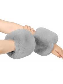 2pcs Christmas Faux Fur Arm Warmers, Cozy Wrist Cuffs, Fashion & Versatile