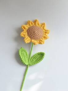 3pcs Knitted Fake Sunflower Crochet Artificial Daisy With Stem Decor Handmade Sunflower Bouquet Tabletop Decor Gift