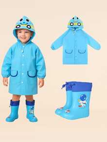 Children's Raincoat Set, Cartoon Kids Raincoat - Waterproof Baby Rainwear, Length 90-130cm, Suitable For 5-7 Years Old Children