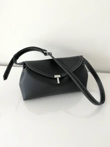 Sweden's Niche TOTEME 2025  NewFashion Light Luxury Shoulder Bag - Soft Commuter Totewith Adjustable Strap, Detachable Sash, And Cotton LiningAvailable In Deep - 黑色 - 查看 5