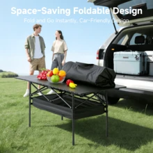 Senmeo Portable Folding Camping Table, 4-6 Person Aluminum Outdoor Picnic Table With Storage Carry Bag, Adjustable Height Lightweight Camp Table For Beach, Picnic, BBQ And Indoor Use - màu đen - Xem 5