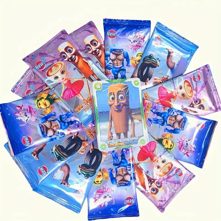 Italian Brain Game TungTungTung Sahur/Talalaro Fun Card Collection, Smooth Laser-Printed Basic Cards, Animal-Themed Trading Cards, Meaningful Gifts, Random Packaging - Multicolor - View 1