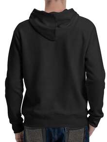 Sudadera con capucha gráfica 'Monsters Do Exist' para hombres - Sudadera negra casual con diseño de monstruo, ajuste cómodo para otoño y primavera, adecuada para senderismo al aire libre y uso casual, comodidad para todas las estaciones, ajuste regular, capucha con cordón, tela duradera - Negro - Ver 6