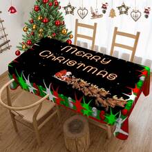 1/20 piezas Mantel de Navidad, fondo negro, diseño impreso con estampado de Papá Noel y ciervos, decoración de mesa y el regalo perfecto para amigos, adecuado para uso en el hogar, cocina, terraza de restaurante, interior y exterior durante la temporada navideña
