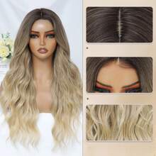 22 Inch Gold Gradient Long Water Wave Wig, Comfortable And Easy To Wear, Even Beginners Can Easily Learn, Suitable For Various Occasions - 漸變金色 - 查看 5