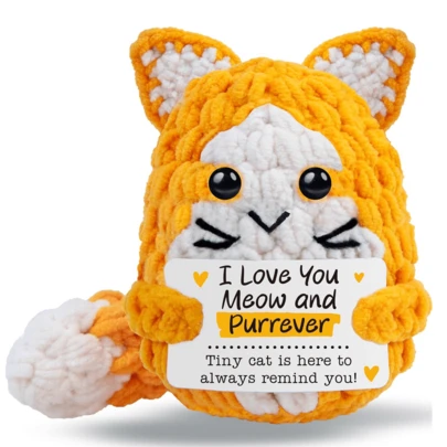 1 đồ trang trí để bàn móc thủ công, Tượng mèo màu cam dễ thương, Quà tặng sinh nhật cho bạn thân, bạn gái, chị gái, mẹ, bà, đồng nghiệp, gia đình, năng lượng tích cực, tiệc tùng, Halloween, Giáng sinh, tri ân, búp bê nhồi bông, quà tặng nhỏ