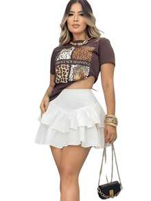 Shorts Women's Short Skirt With Layered Ruffles Round Skirt Fashion Style For Parties, Clubbing And Everyday Life - 白色 - 查看 5