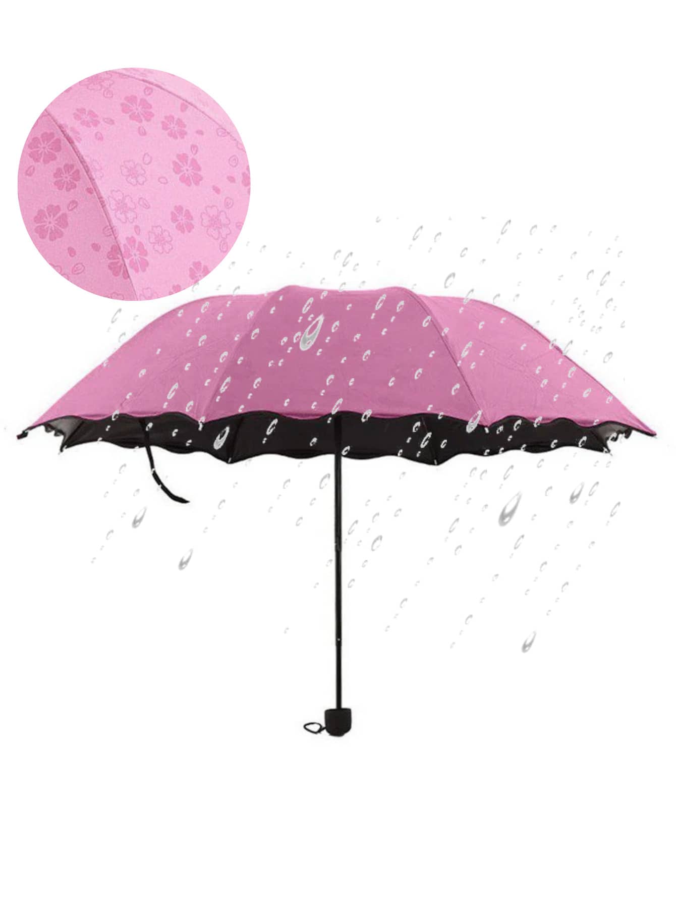 Sombrilla Mágica de Bolsillo, Paraguas Mágico Protección UV Aparecen Flores con el Agua - Rosa - Ver 1