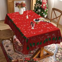 1/20pcs Christmas Tablecloth, Christmas Berry Pattern Tablecloth, Joyful Theme, Christmas Decoration, Suitable For Dining Room, Kitchen, Holiday Party Essential, Perfect Match For Home Decoration, Merry Christmas - Multicolor - View 13