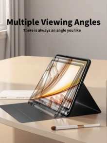 【无线键盘保护套】无线蓝牙键盘保护套，兼容 iPad Air 1/Air 2/Air 3/Air 4/Air 5/6、iPad 5/6/7/8/9/10/11 代、iPad Pro 11 英寸（2018/2020/2021/2022）、Galaxy Tab 和 Redmi Pad SE - 柔软 TPU 后盖，磁吸式可拆卸，带笔槽（黑色）