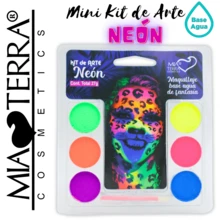 MIA TERRA COSMETICS PALETA DE COLORES MINI PARA BODY PAINT, MAQUILLAJE DE FANTASIA Y PINTACARITAS BASE AGUA DIFERENTES PERSONAJES Y GAMAS DE COLORES - Neón/Fluorescente - Ver 2