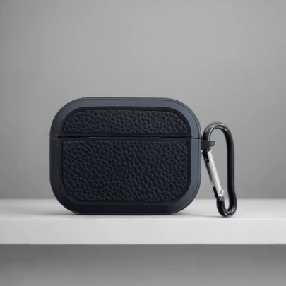 1 件简约商务纯色荔枝纹皮革保护壳适用于 4、新款第二代、 1/2/3 TPU 软硅胶耳机套、 Pro 2