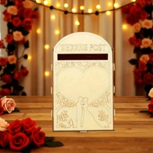 [Buzón de boda vintage] Buzón de boda vintage con decoraciones de flores y corazones, etiquetas de Sr. y Sra., apariencia similar, construcción de madera artificial fácil de limpiar - Decoraciones de boda rústicas, decoración del hogar, estuche elegante para recuerdos, aspecto hecho a mano, regalos sentimentales, acentos con forma de corazón, acabado fácil de limpiar