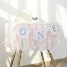 Christmas Handmade Pink White Blue Snowflakes High Chair Banner For Boys Girls Winter Wonderland Birthday Party Decoration