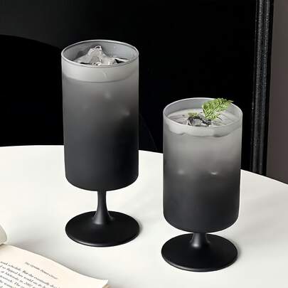 1pc Creative Ombre Black Matte Stemware, Suitable For Beverages, Water, Coffee, Modern Glass Cup For Home, Office, Restaurant, Ideal Gift For Friends, Lovers On Valentine's Day