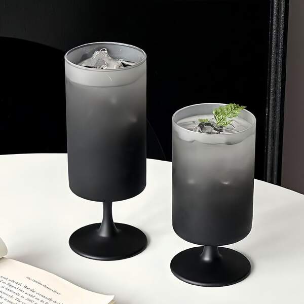 1 chiếc ly thủy tinh màu đen mờ ombre sáng tạo, thích hợp dùng cho đồ uống, nước, cà phê, ly thủy tinh hiện đại cho gia đình, văn phòng, nhà hàng, món quà lý tưởng cho bạn bè, người yêu vào ngày Valentine.