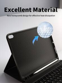 【无线键盘保护套】无线蓝牙键盘保护套，兼容 iPad Air 1/Air 2/Air 3/Air 4/Air 5/6、iPad 5/6/7/8/9/10/11 代、iPad Pro 11 英寸（2018/2020/2021/2022）、Galaxy Tab 和 Redmi Pad SE - 柔软 TPU 后盖，磁吸式可拆卸，带笔槽（黑色）