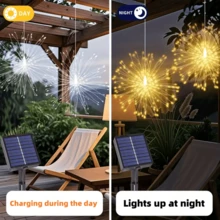 YEYAYU 1 套，2/4 件太阳能户外仙女灯，240/480 LED 烟花仙女灯串，适用于庭院、雨伞、屋檐、花园、树木、帐篷、户外照明、圣诞装饰