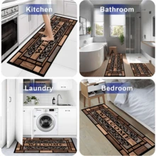 1pc Vintage-Style Doormat, High-Quality Faux Wood Grain Entrance Mat, Non-Slip Backing, European-Style Home Decor Porch Mat, Elegant Entryway Accessory Suitable For Kitchen, Dining Room, Living Room, Foyer, Outdoor Use