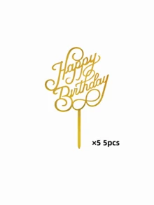 1件/3件/5件装生日快乐蛋糕装饰，亚克力蛋糕装饰，生日快乐蛋糕插牌，生日派对现代字母蛋糕顶部装饰，生日蛋糕装饰礼物，蛋糕插牌装饰，烘焙装饰，烘焙用品，蛋糕用品，厨房家具必备品，节日礼物 - 金色 - 查看 11