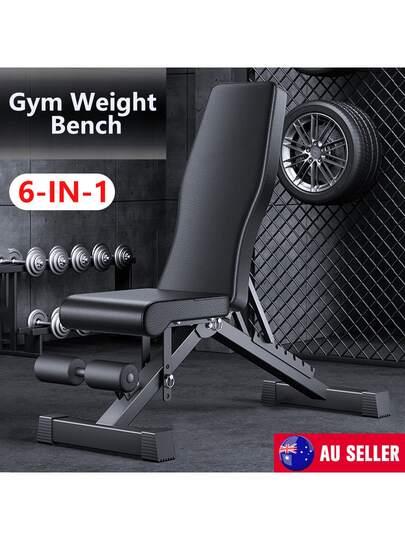 PORIYA Adjustable Weight Bench  Multi-Position Gym Bench For Abs & Strength  300kg Capacity  6-Level Backrest  Foldable  Anti-Slip Padding  Home Workouts