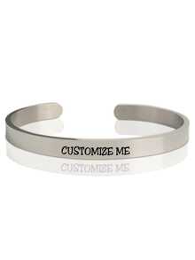 Customized 18K Gold Engraved Text Bracelet, Roman Numeral, Name Or Information Bracelet, Gold-Plated, Rose Gold, Silver, Fashionable Stacking Accessory, Multi-Color/Gold Options, Open Design, Adjustable Size, Fits All, Multifunctional Bracelet Accessory, Gift For Mom/Girlfriend/Classmate/Family/Friend