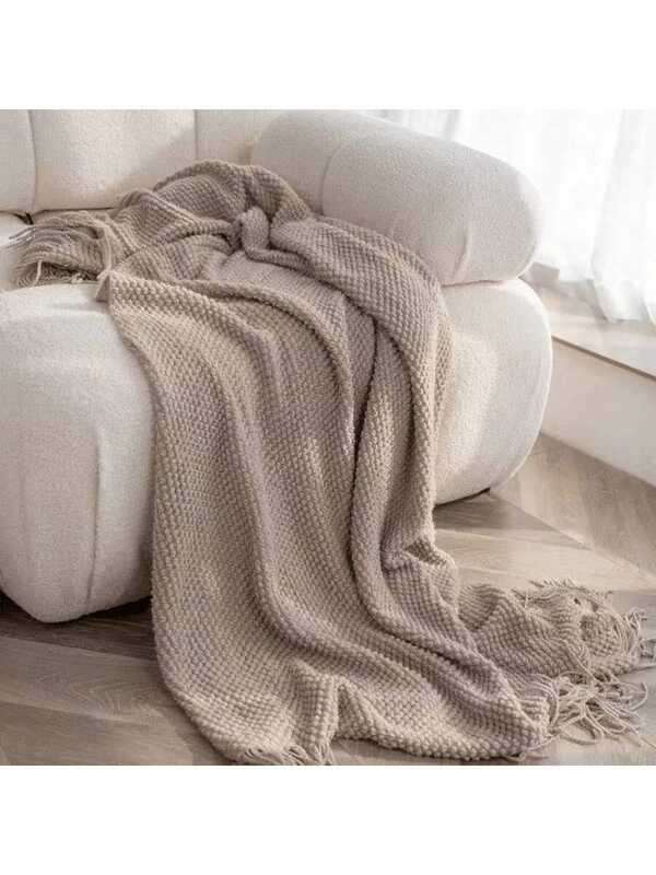 Manta de sofá de burbujas, manta de felpa estilo Ins, manta para siesta en la oficina, manta para cubrir el aire acondicionado, adecuada para decoración de casa de huéspedes, bufanda para el final de la cama