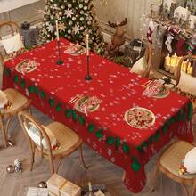 1/20pcs Christmas Tablecloth, Christmas Berry Pattern Tablecloth, Joyful Theme, Christmas Decoration, Suitable For Dining Room, Kitchen, Holiday Party Essential, Perfect Match For Home Decoration, Merry Christmas - Multicolor - View 7
