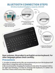 【无线键盘保护套】无线蓝牙键盘保护套，兼容 iPad Air 1/Air 2/Air 3/Air 4/Air 5/6、iPad 5/6/7/8/9/10/11 代、iPad Pro 11 英寸（2018/2020/2021/2022）、Galaxy Tab 和 Redmi Pad SE - 柔软 TPU 后盖，磁吸式可拆卸，带笔槽（黑色）