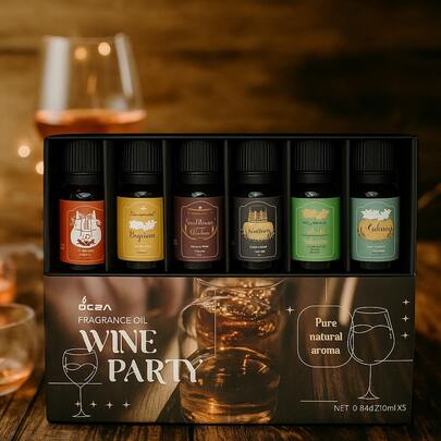 6PCS Set 10ML Men's Essential Oils Men Fragrance Oil Gentlemen's Set | Leather,Sweet Tobacco,Teak,Bay Rum,Cedar,Sandalwood Candle Scent For Candle Making, Freshie Scents, Soap Making Supplies, Diffuser Oil Scents Aromatherapy Essential Oils Father'S Day Gift Gift For Lover Men Gifts Christmas's Day Gifts
