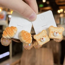 5pcs/1pc Cartoon Bread Bear Hair Tie, Cookie Hair Scrunchies, Beaded Hair Ties, Cute Animal Hair Accessories, High Elasticity Ponytail Holders, Non-Damaging Hair Clips, Daily Use ,Hair Elastics ,Hair Rubber Bands ,Hair Rope ,Elastic Hair Tie Head Accessories Elastic Band - Multicolor - View 5