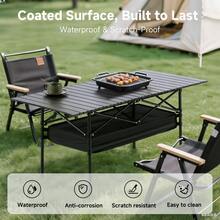 LOVEWE Camping Table Folding Camp Table Roll Up Surface Lightweight, Collapsible Height Adjustable Suitable For Picnic Adults With Carry Bag For Indoor Outdoor BBQ Picnic Gathering Patio - Bàn gấp ngoài trời 95cm - Màu đen - Xem 1