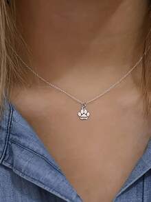 个性化爪印名字项链，简约不锈钢宠物猫狗爪印项链，宠物纪念礼物，简约项链，宠物爱好者女孩饰品，青少年时尚定制配饰，佩戴舒适 - 彩色 - 查看 5